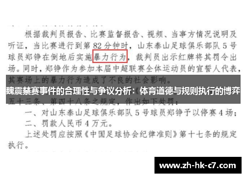 魏震禁赛事件的合理性与争议分析：体育道德与规则执行的博弈